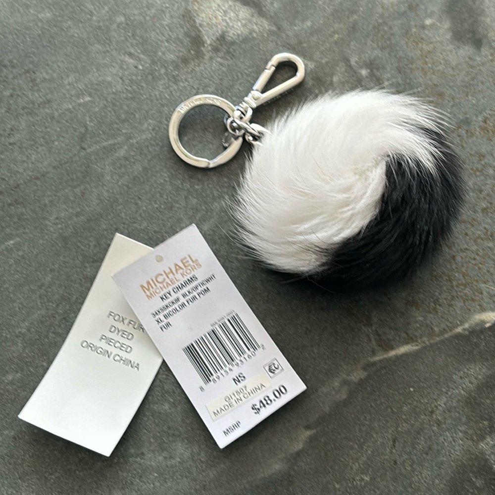 MICHAEL Michael Kors Black and White Fur Key Holder